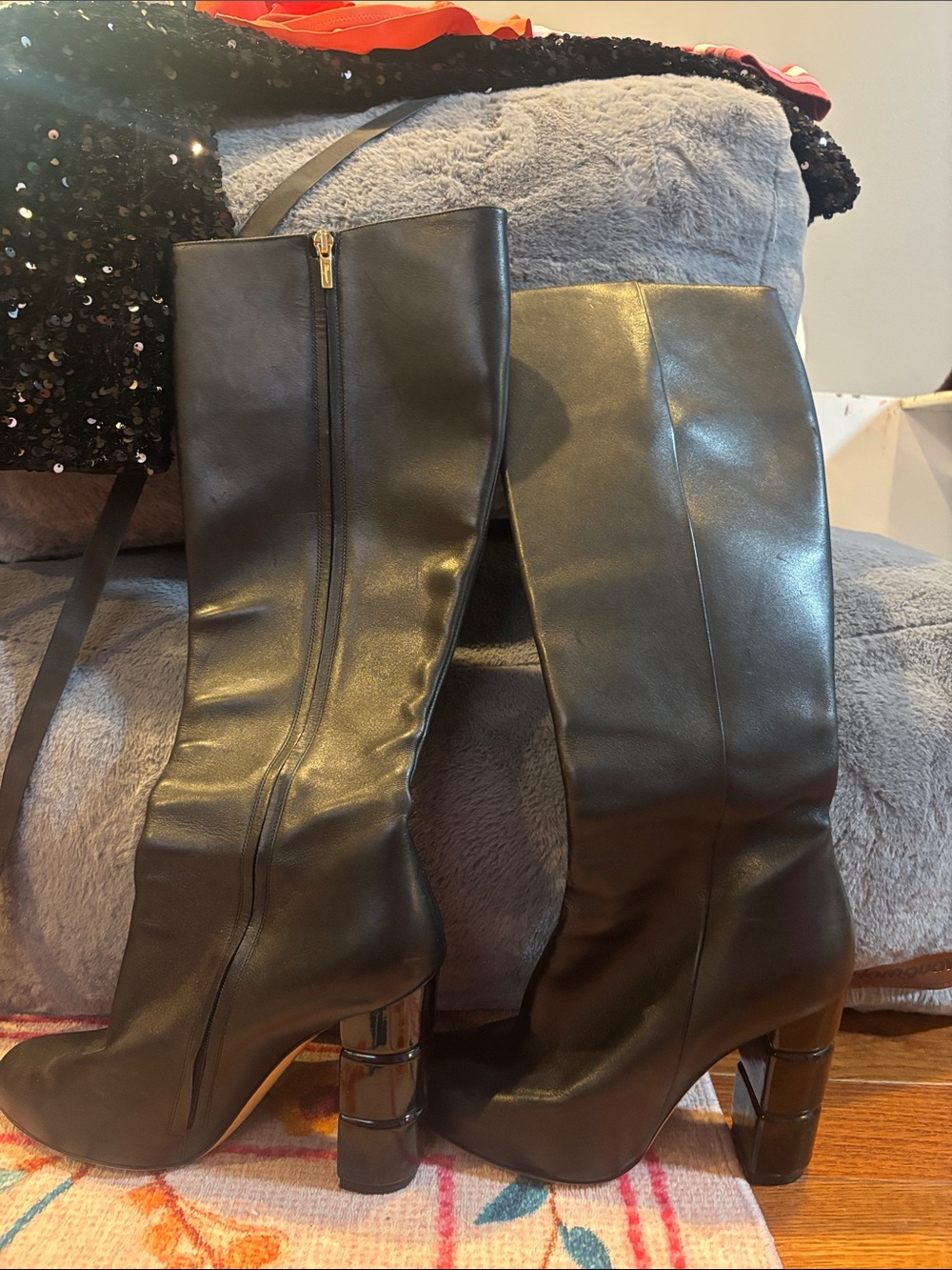 salvatore ferragamo Knee-High Boots in Black Leather size 10 - Picture 3 of 8